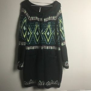 Free People Long Snap Down Oversized Cardigan